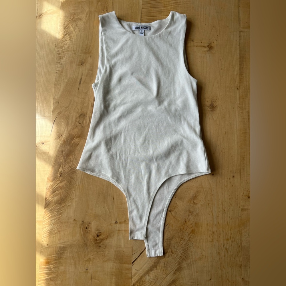 Steve Madden White Cream Bodysuit Tank Top